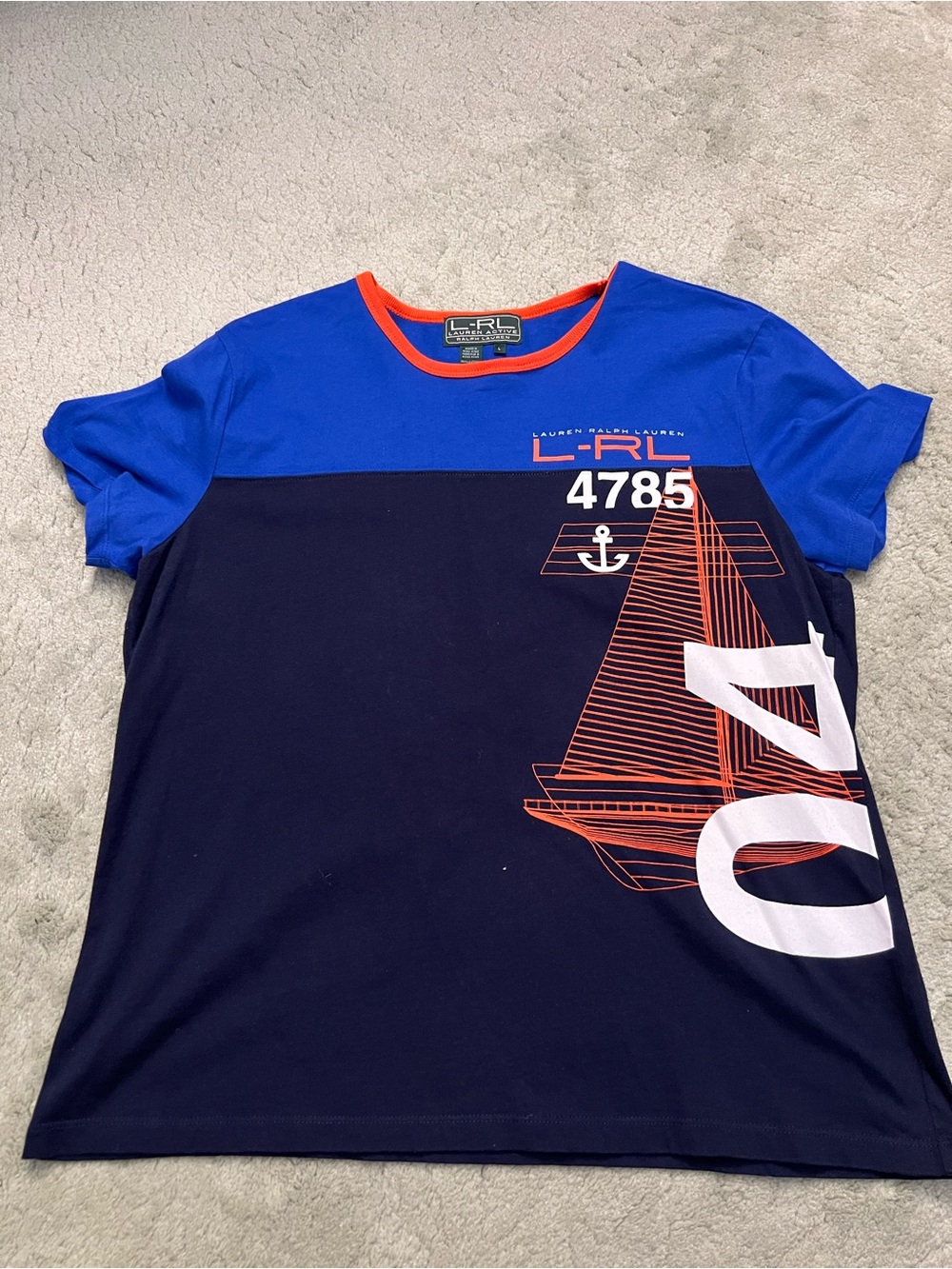 Lauren Ralph Lauren Navy, Royal Blue & Orange Graphic Short Sleeve Tee